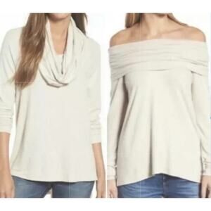 Gibson Look Cowl/Off Shoulder Pullover Top Sz XL/Extra Large in Ivory NWT